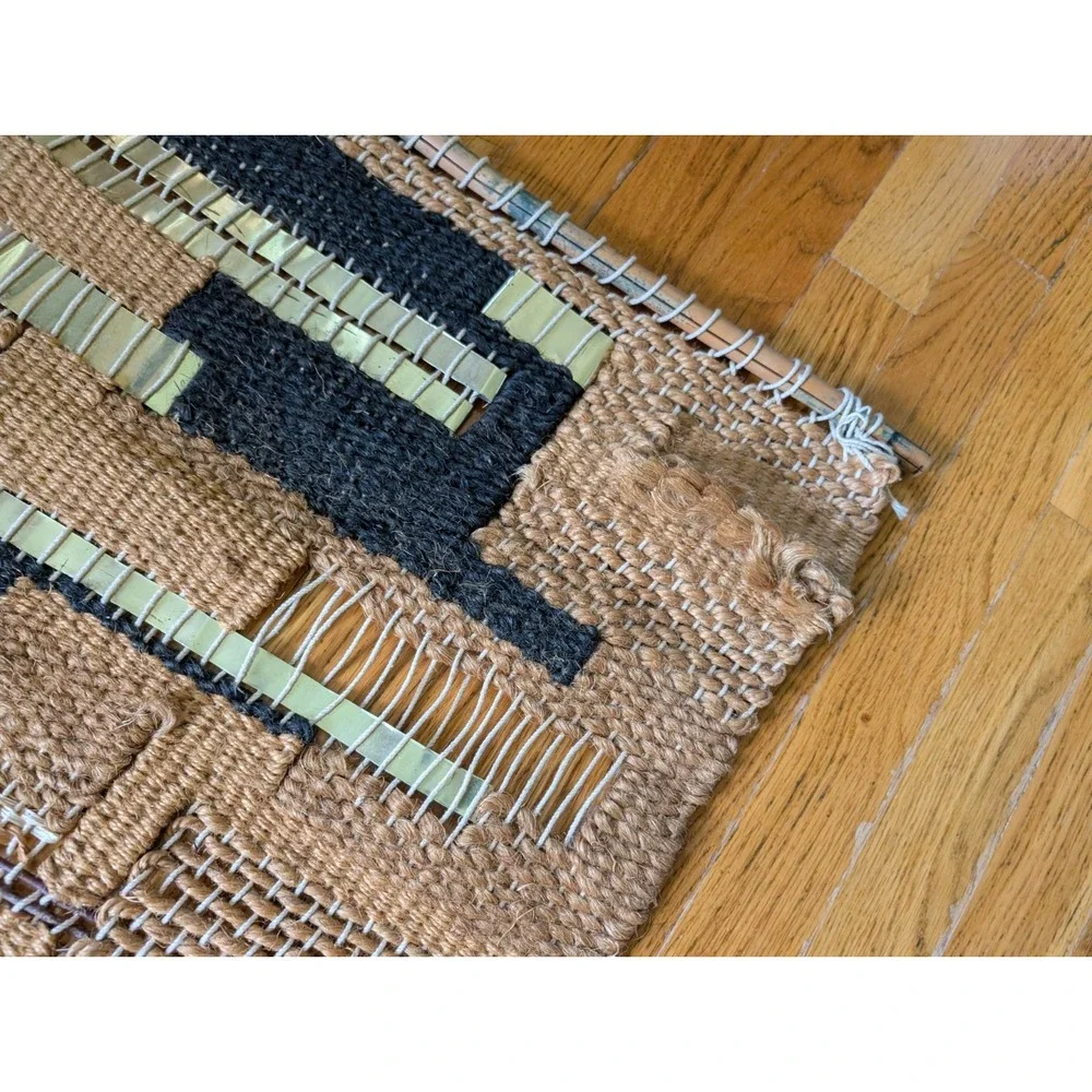 1970s Studio Woven Tapestry Abstract Boho MCM Seashell Textile Fiber Craft 48
